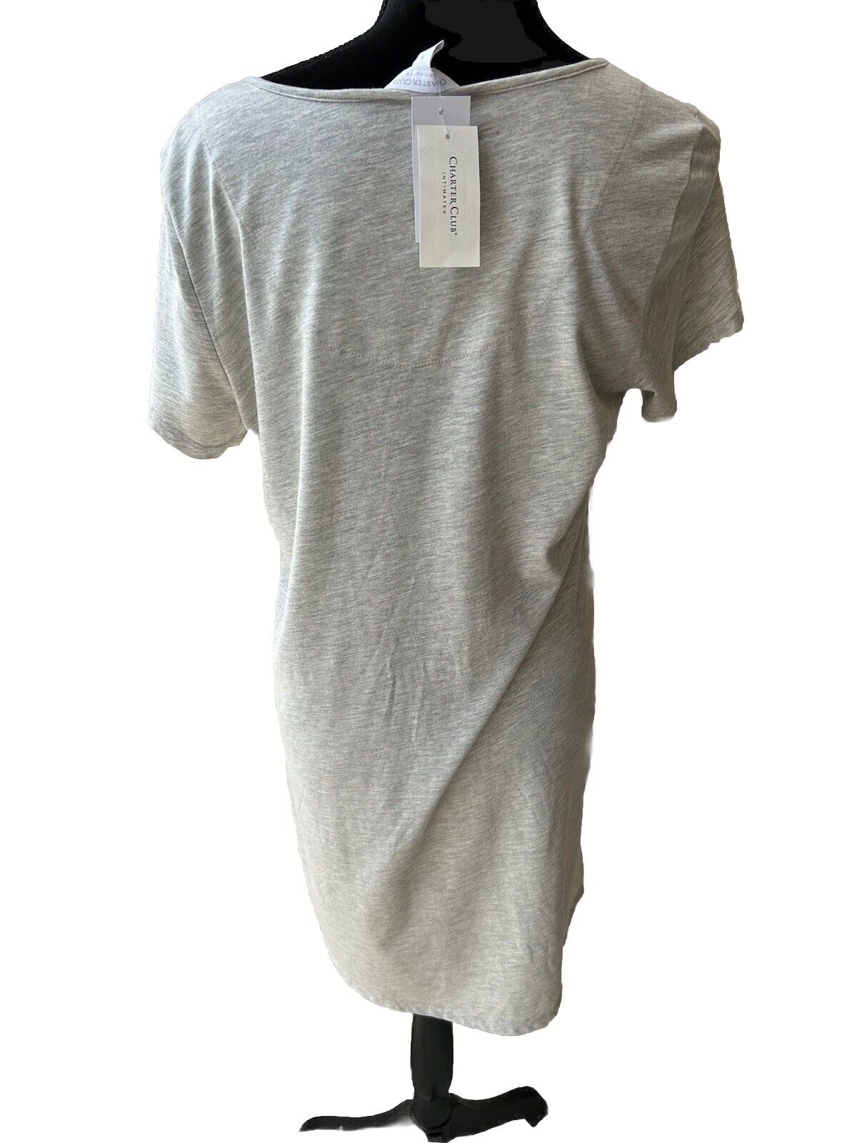 Charter Club Everyday Crochet-Trim Nightgown Women's S Dove Grey Heather