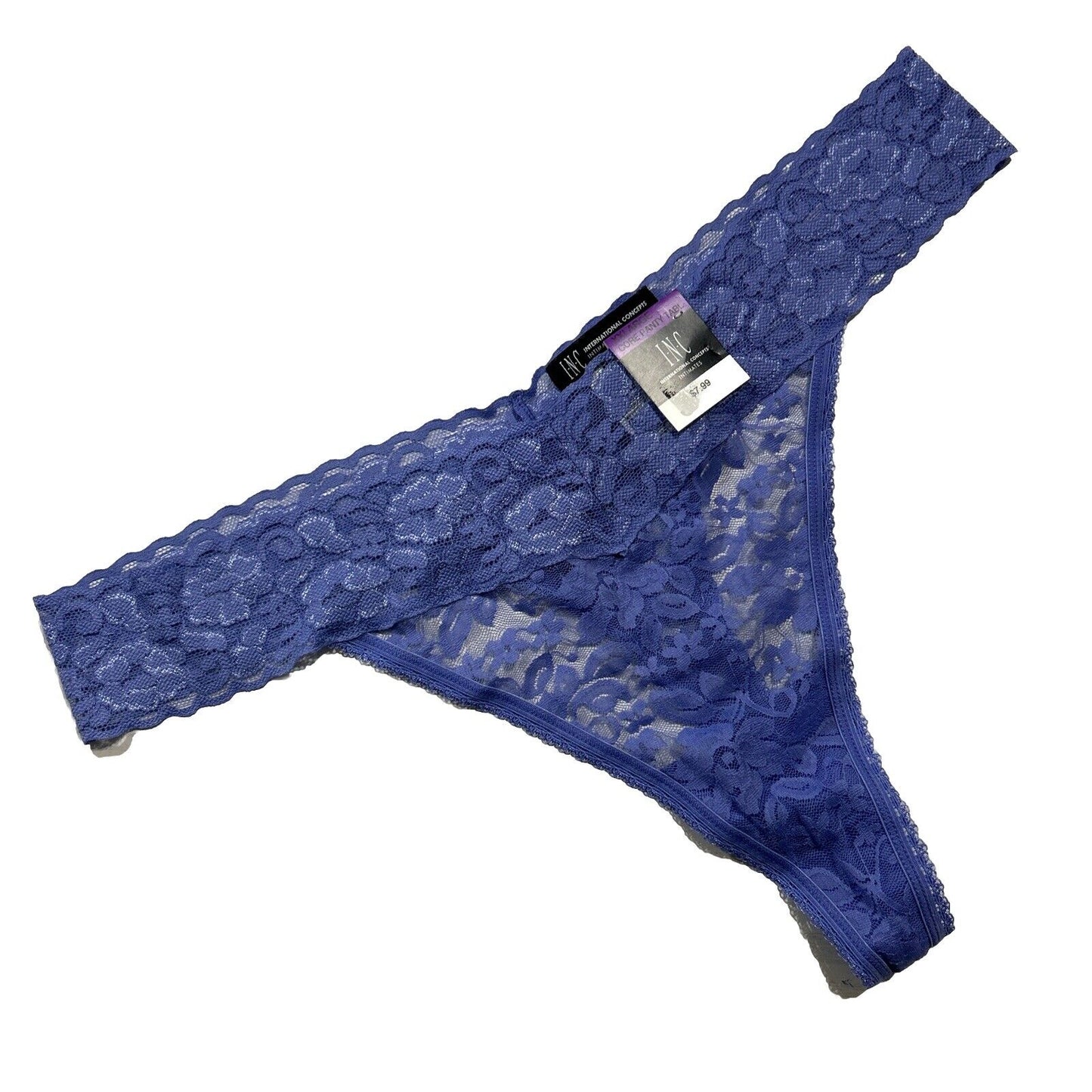 Inc International Concepts Women’s Lace Thong Underwear Lingerie Lolite Blue