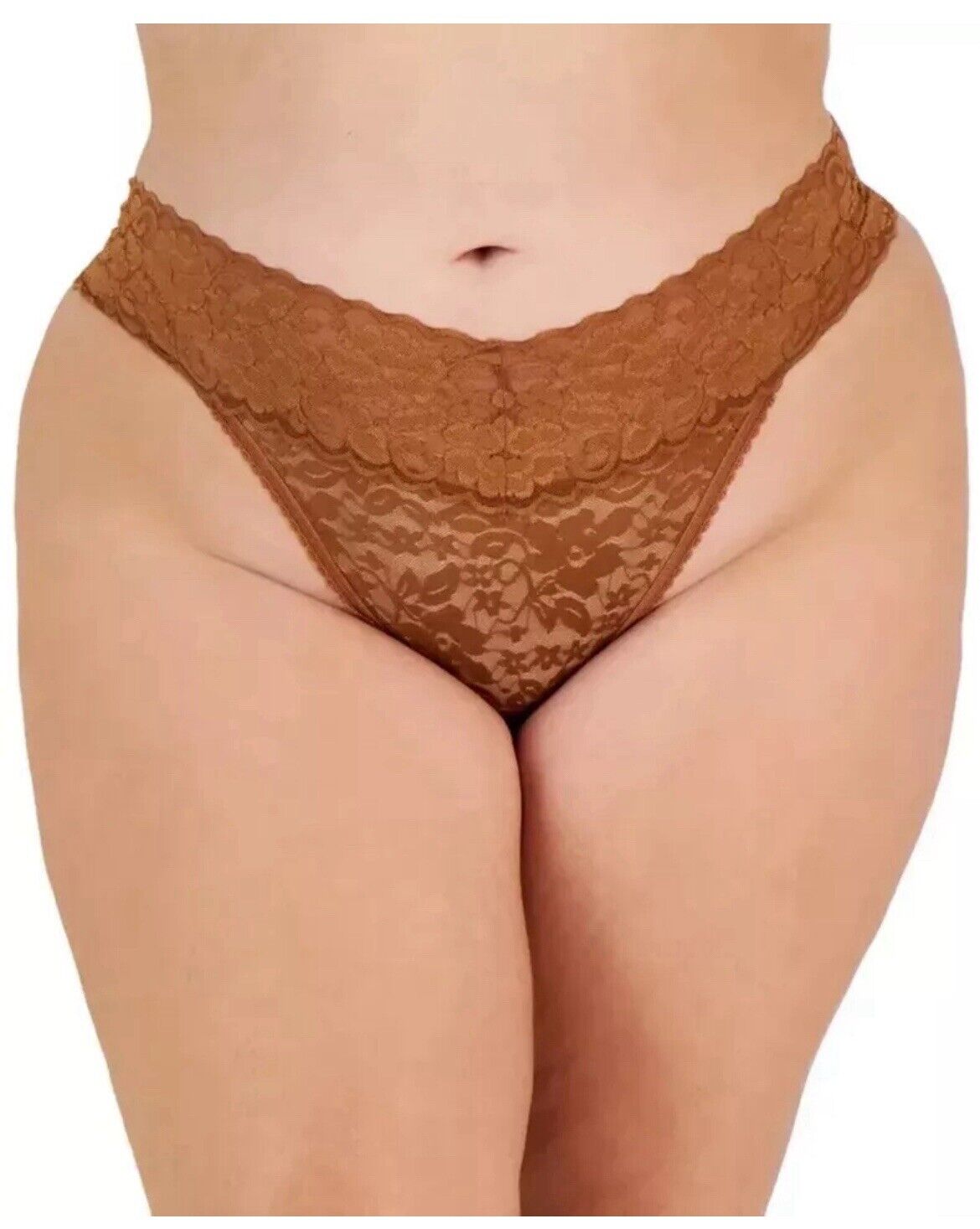 INC International Concepts Women’s Lace Thong Underwear Carob Brownie