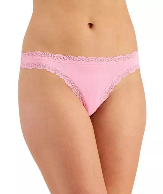 Jenni Women's 100% Cotton Lace-Trim Hipster Panty Underwear, Cali Pink