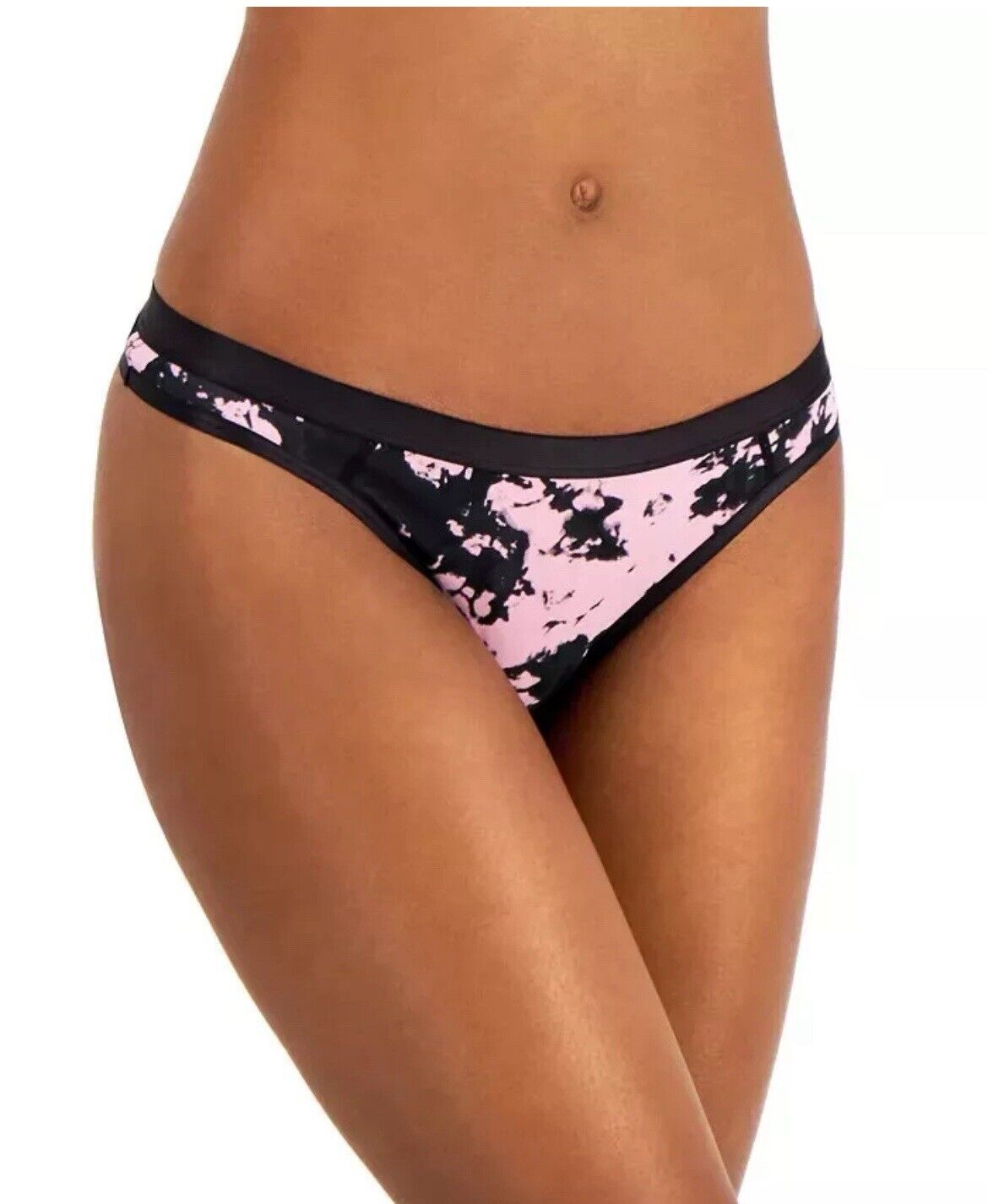 Jenni Cotton Blend Satin Trim Thong Pink Tie Dye