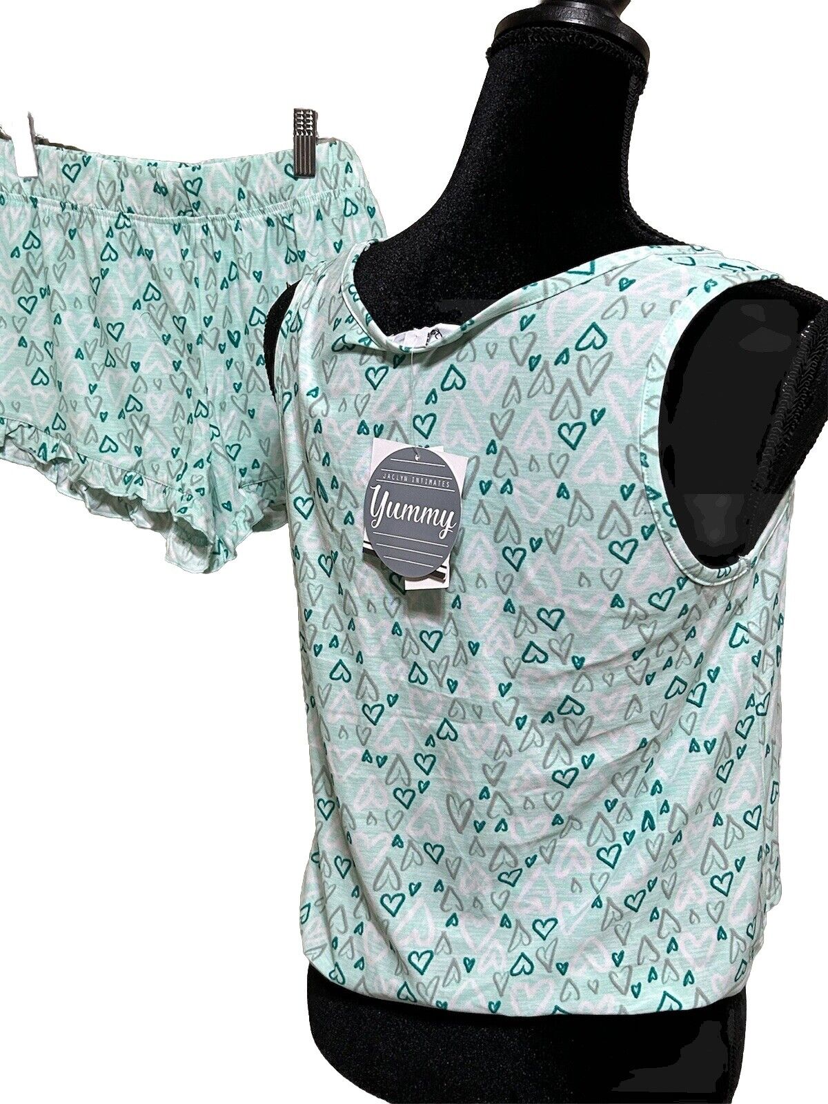 Jaclyn Intimates Yummy Roudelain 2 Piece Women’s Bay Green Pajama Set