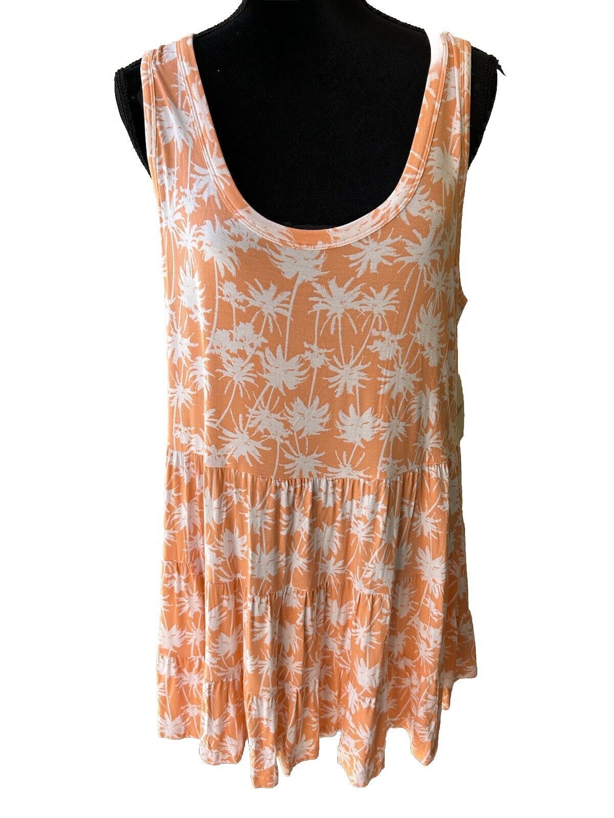 Jenni Women's Printed Sleeveless Tiered Chemise Night Shirt Lounge Orange