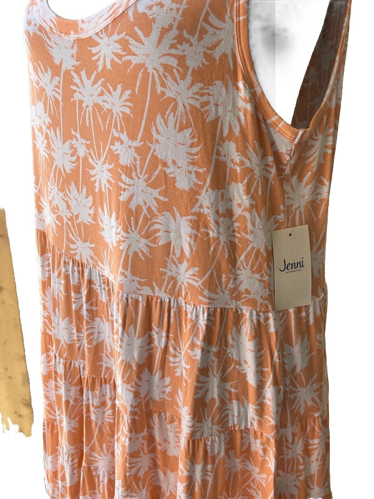 Jenni Women's Printed Sleeveless Tiered Chemise Night Shirt Lounge Orange