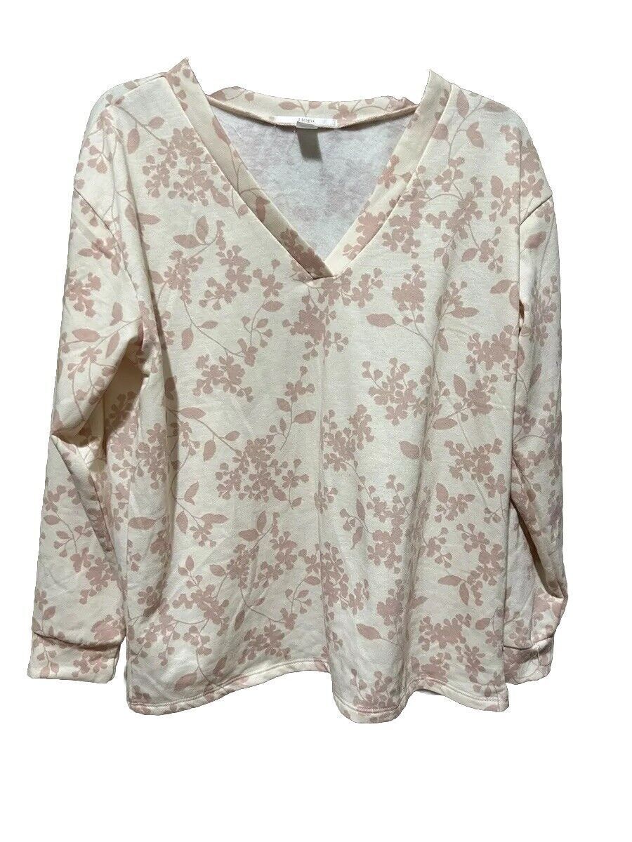 Flora Women’s Super Soft Floral Cream Long Sleeve Pajama Top