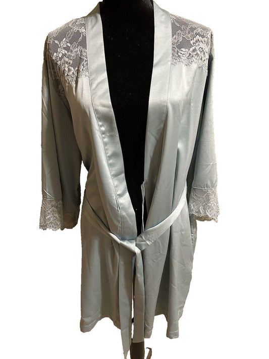 New INC Blue Amazonite Women’s Robe With Lace Trim