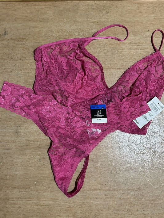 INC International Concepts Lace Thong Bralette Lingerie Set Divine Berry