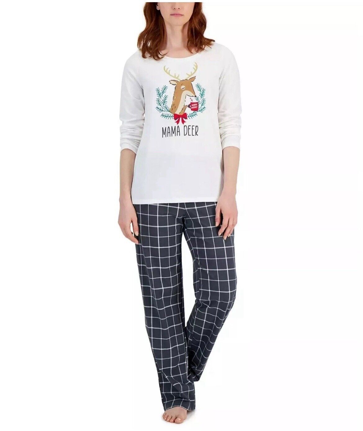 Christmas Holiday Family PJs 2 Piece Women's Mama Deer Mix It Pajama Set