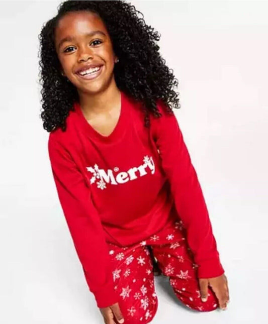 Kid's 2-Piece Candy Red Christmas Pajama Set