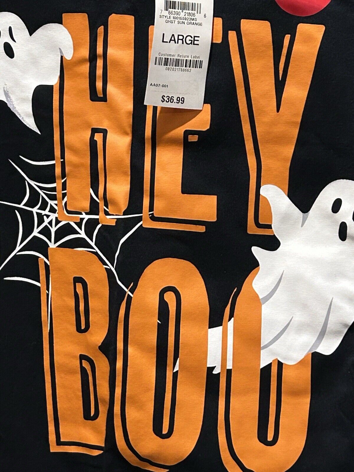 Women's 2 Piece Halloween Ghosts Pajama Set Black Orange