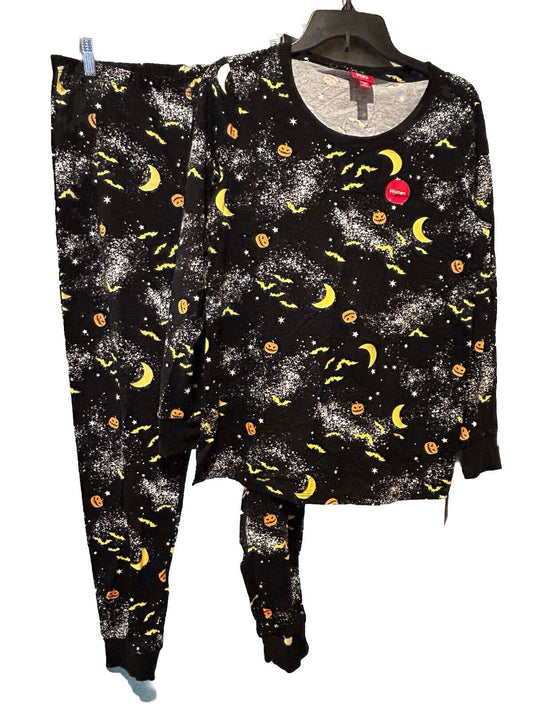 Family PJs  Women's 2 Piece Halloween Ghosts Pajama Set Black