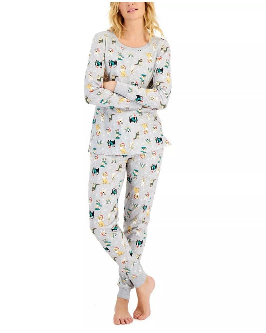 Women's Holiday Dogs & Cats Print 2 Piece Set