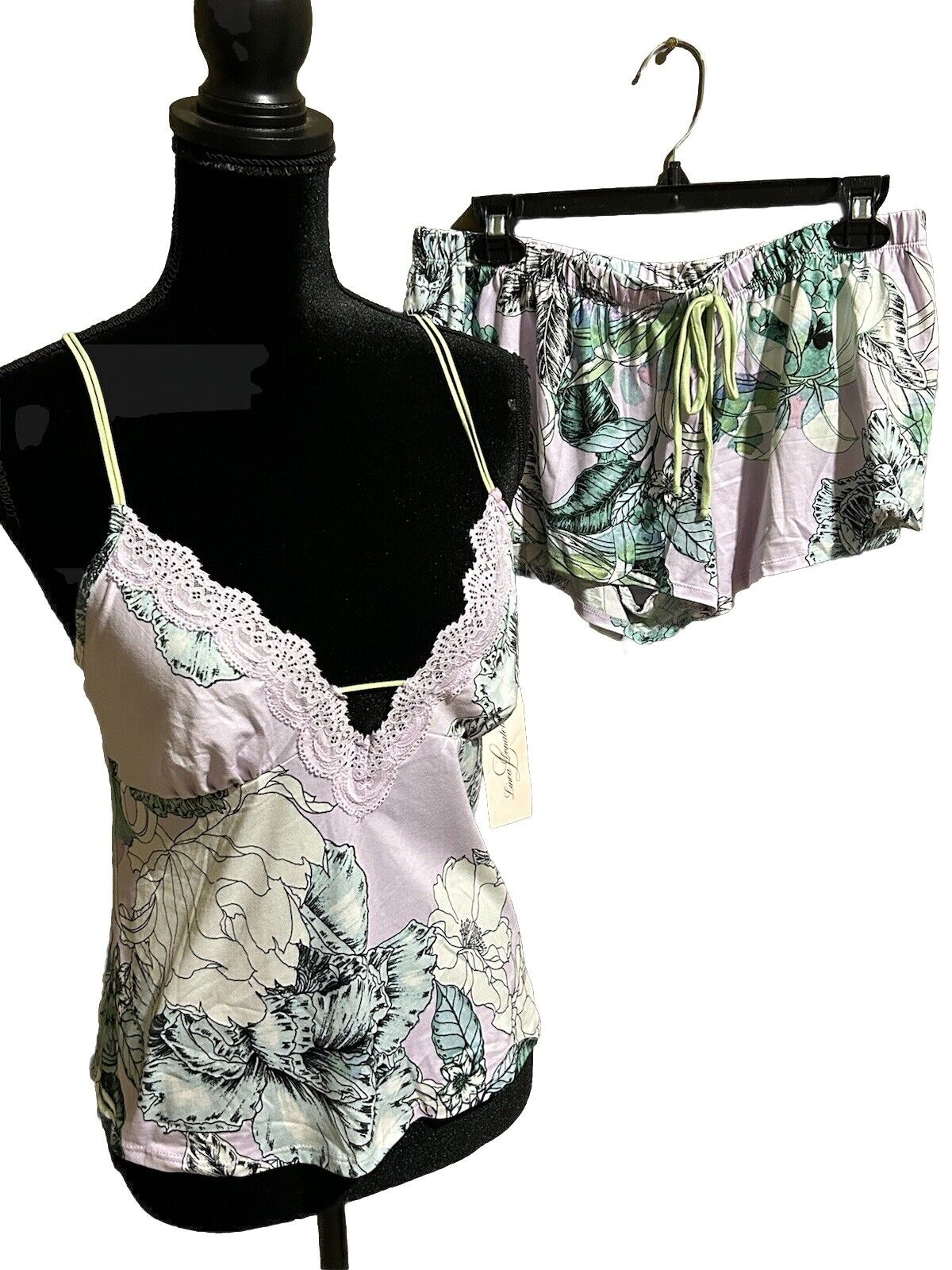 Linea Donatella Palm Garden Cami & Cropped Pants Pajama 2 Piece Set