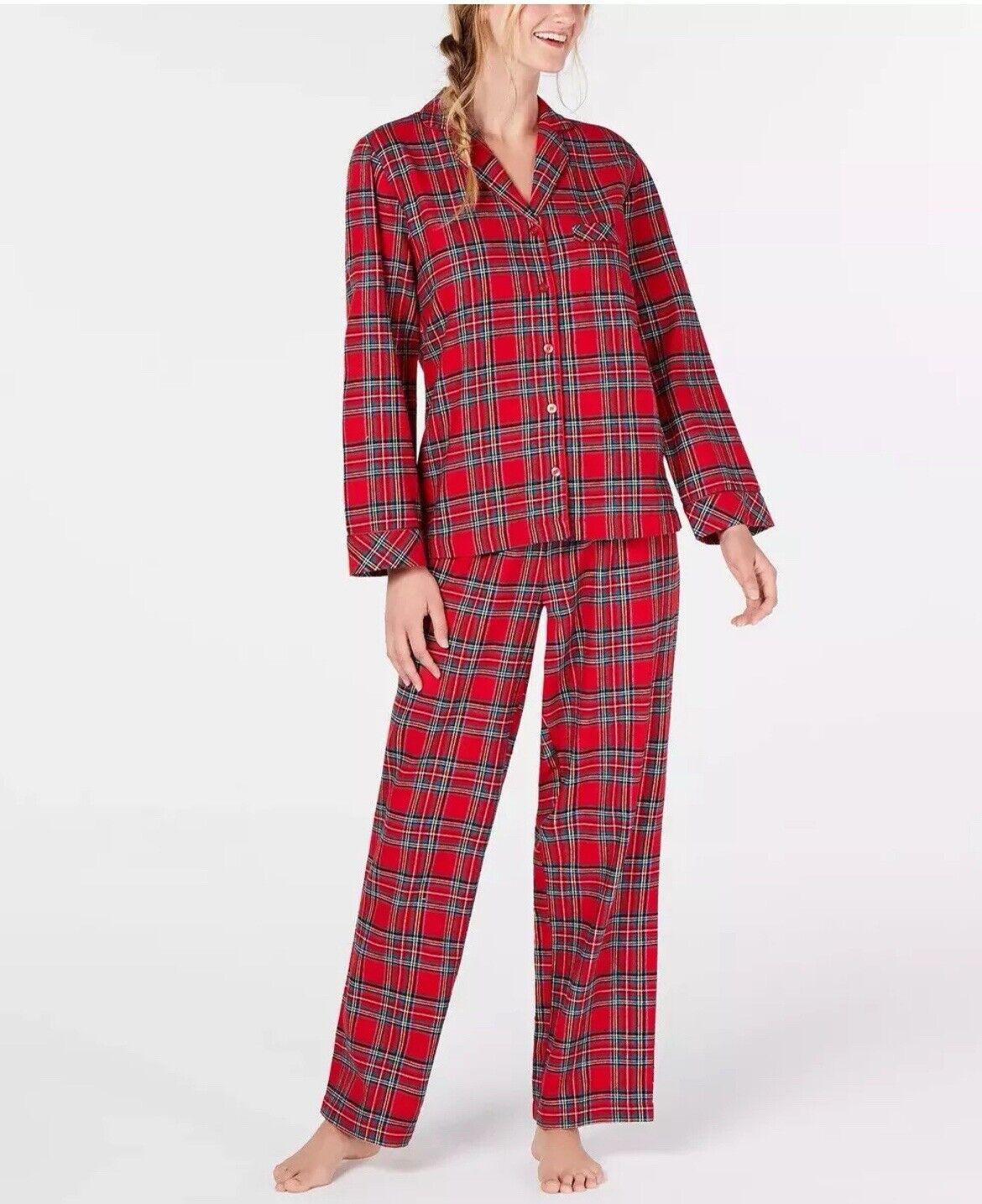 Women's Red 2 Piece Brinkley Plaid Holiday Christmas Pajama Set