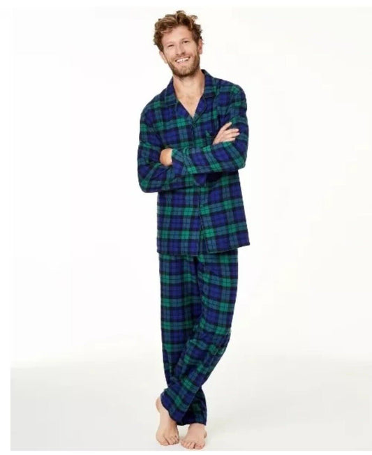 Family Pjs Black Watch Plaid Men’s/Teens Holiday Christmas 2 Piece Pajama Set