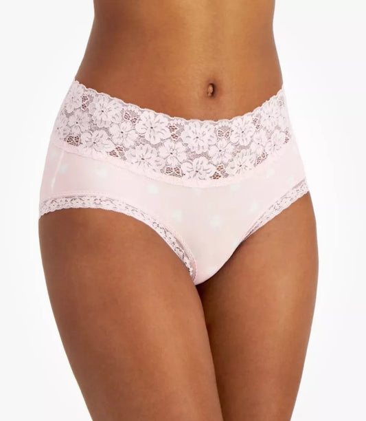 Jenni Women's Lace-Trim Hearts Pink Thong Underwear Panty