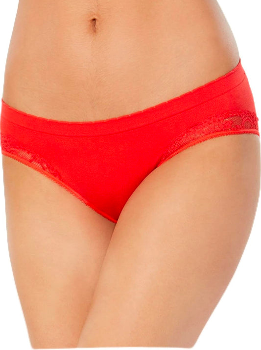 Jenni Intimates Women’s 100% Cotton Lace Trim Hipster Panty, Papaya Punch