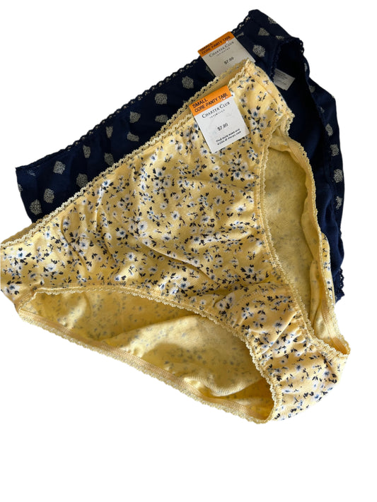 Charter Club Women’s 2 Piece Panty Briefs Set Navy Blue/Yellow