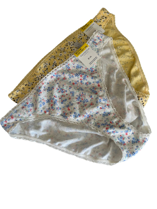 Charter Club Women’s 2 Piece Panty Set NWT Floral Yellow and White