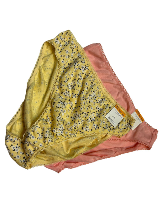 Charter Club 2 Piece Women's Panty Set Pink and Yellow Floral