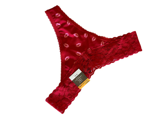 INC International Concepts Women's Small KISSED LIPS Lace Red Thongs