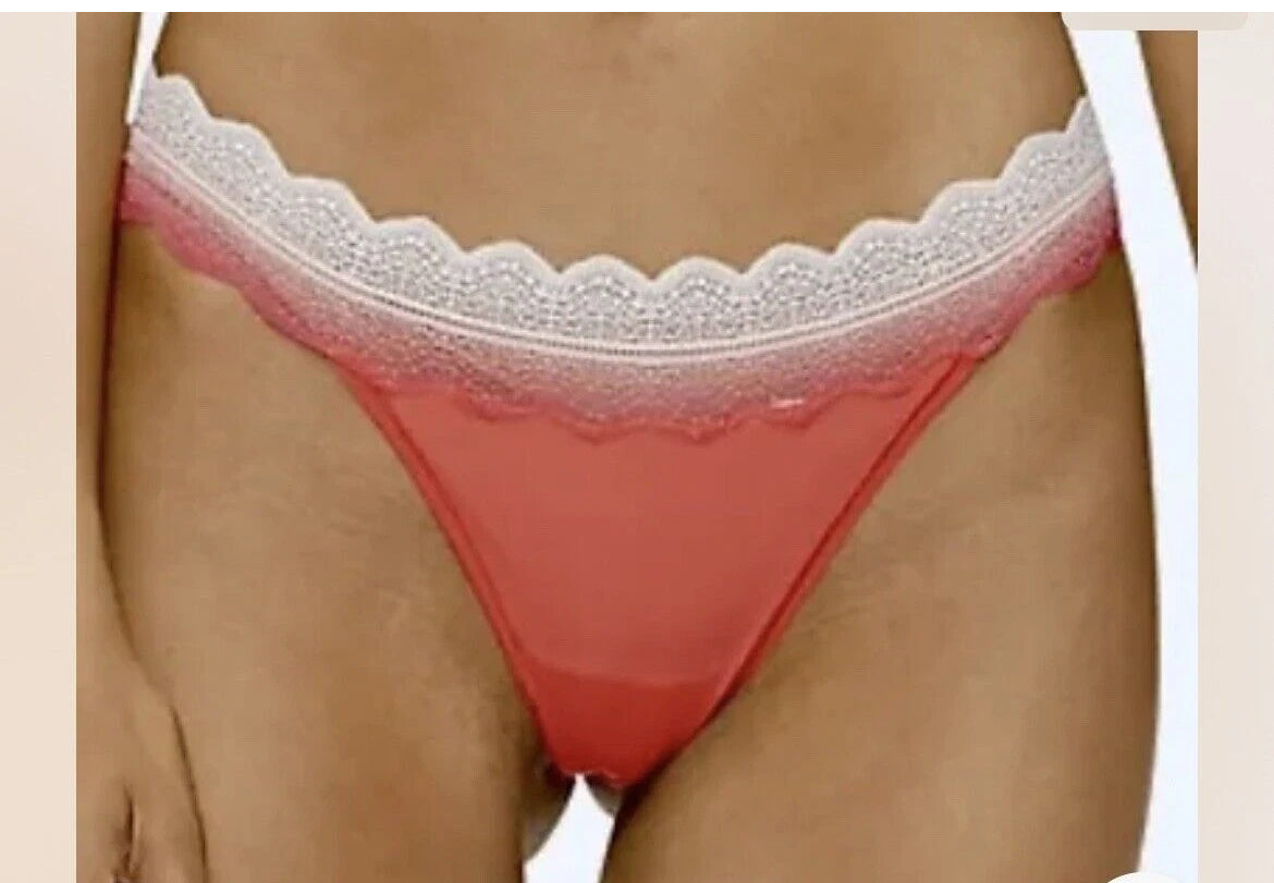 CALVIN KLEIN Micro Lace Waist Strawberry Shake Lt Pink Thong Panty