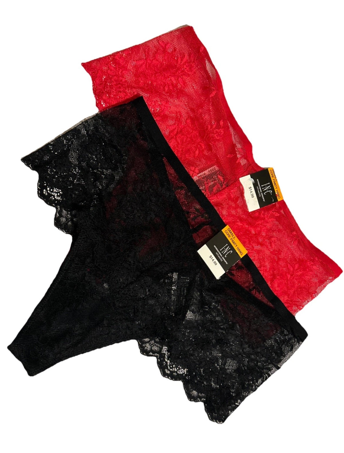 2 Pair INC  International Concepts High-Waist Lace Thong Scallop-Trimmed