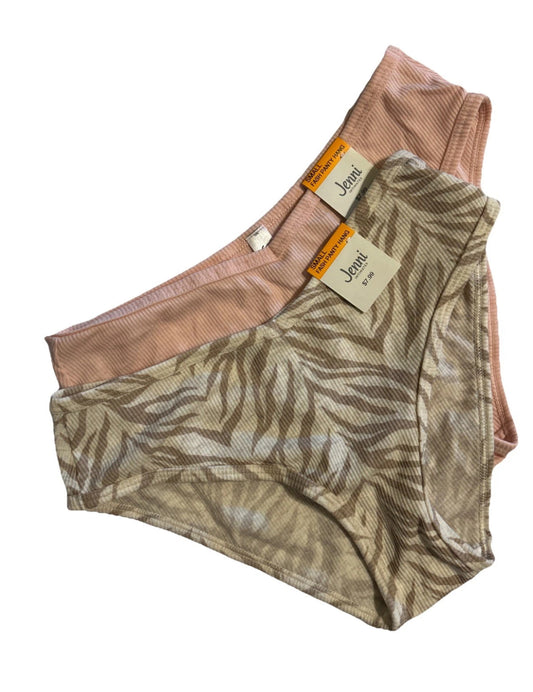 Jenni Women’s Ribbed Hipster Underwear (2 Pair) Tiger & Peachskin