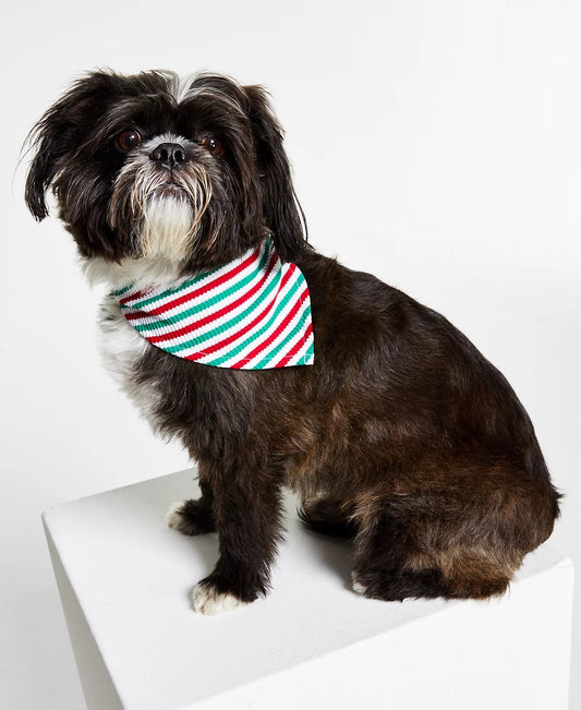 Bright White Waffle Stripe Christmas Dog Bandana